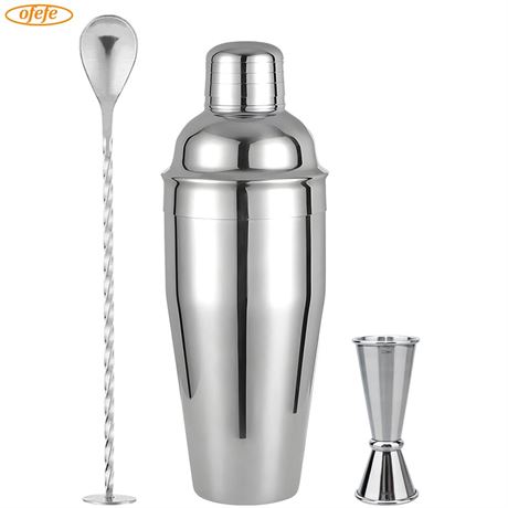 OFEFE Cocktail Shaker Set,24oz Drink Shaker with Bartender Strainer, Measuring
