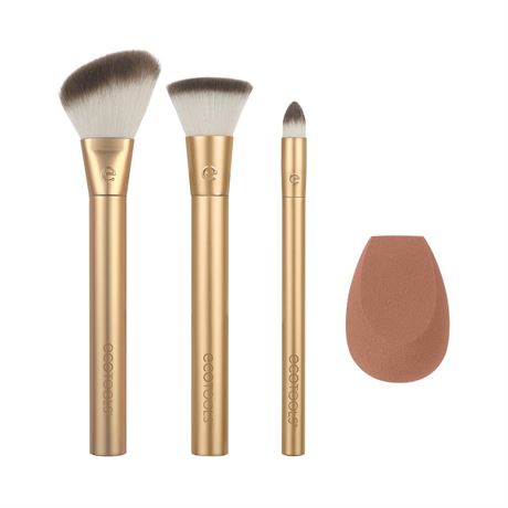 EcoTools Precious Metals Face Blend & Sculpt Set, Makeup Brush Kit For