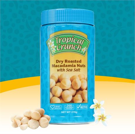 Tropical Crunch Salted Macadamia Nuts 270g (9.5 oz) – Dry Roasted with Sea Salt