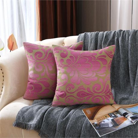 Pack of 2 Pillow Covers Soft Boho Throw Pillow Covers Set - Jacquard Floral