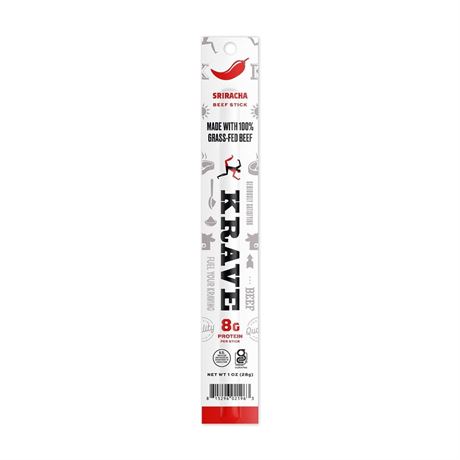 Krave, Beef Sticks, Sriracha (1 Ounce Sticks, Pack of 10) - 100% Grass Fed