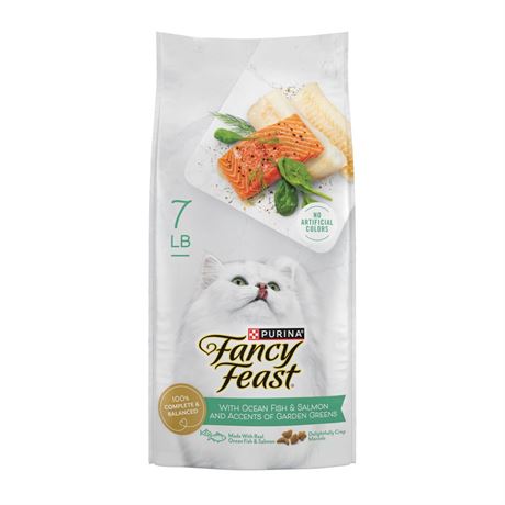 Purina Fancy Feast Dry Cat Food With Ocean Fish and Salmon, 7 lb.