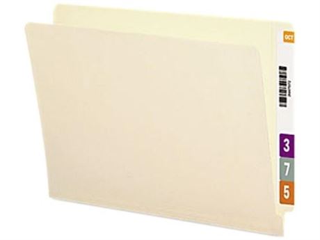 Straight Cut End Tab Folders, 9 1/2 Inch Front, Letter, Manila, 100/Box