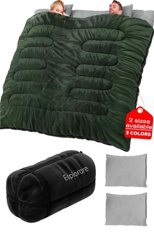 Double Sleeping Bag-Double Sleeping Bags for Adults 2 Person Sleeping Bag King