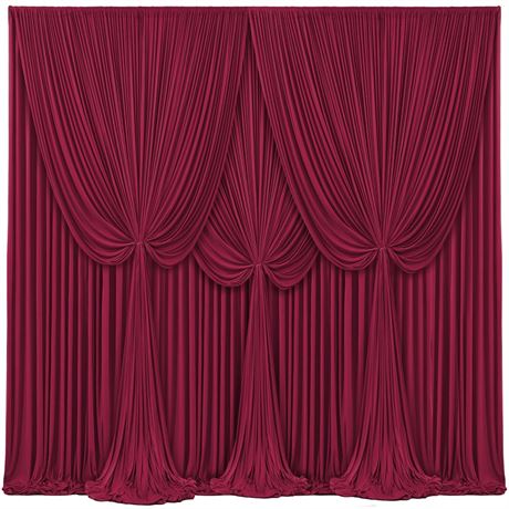4 Panels Burgundy Backdrop Curtains for Wedding Party Wrinkle Free Backdrops