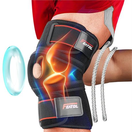 FEATOL Knee Brace For Knee Pain Relief, Adjustable Knee Support with Side