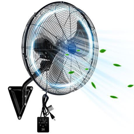Wall Mount Fan Oscillating,Industrial Heavy Duty Metal 3 Speed Fan,20 Inch High
