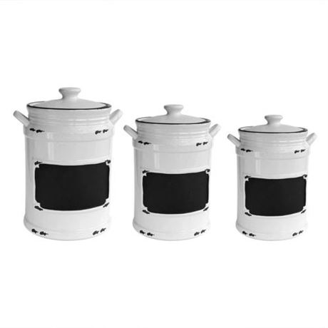 American Atelier Vintage Black 3-Piece Canister Set, 64 oz/8.75"H, 42 oz/6.7"H