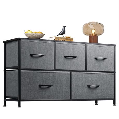 WLIVE Dresser for Bedroom with 5 Drawers, Wide Chest of Drawers, Fabric