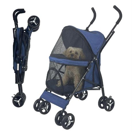 Umbrella Shaped Lightweight 4 Wheel Dog Stroller for Medium Small Dogs,