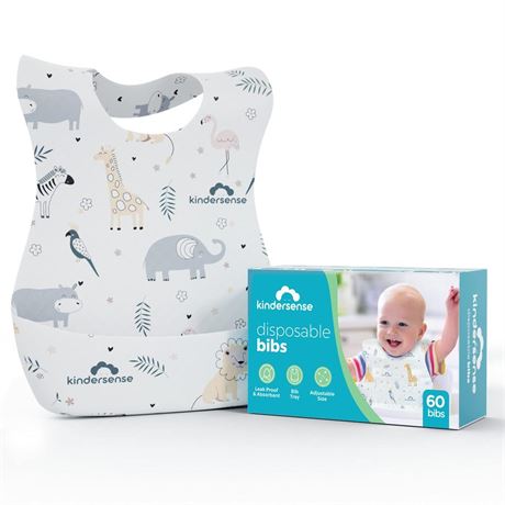 KinderSense® Disposable Baby Bibs for Feeding/Drooling – Travel Bibs for Baby |