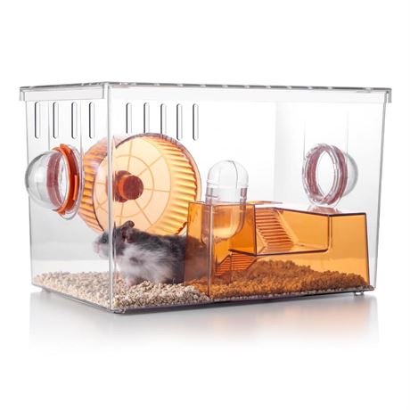 Hamster Cages and Small Animal Habitat, Deluxe Hamster Cage with Food Bowl,