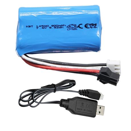 KBT RC Car Lithium Battery: 7.4V 800mAh Rechargeable Li-ion Battery with SM -2P