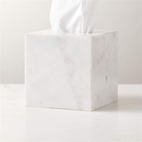 White Marble Bath Accessories (Tissue Box)