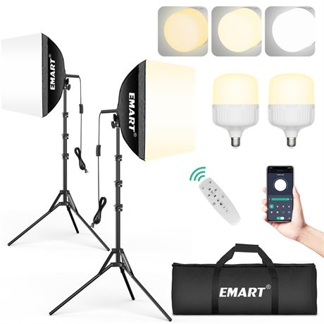 EMART Softbox Photography Lighting Kit, 16"x16" Pull Soft Box, 50W 3000K-6000K