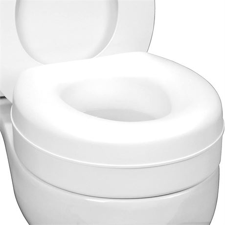 HealthSmart Enhanced Comfort 5" Raised (Round) Toilet Seat Riser | 3 Slip