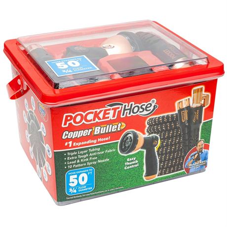 Pocket Hose Copper Bullet With Thumb Spray Nozzle
