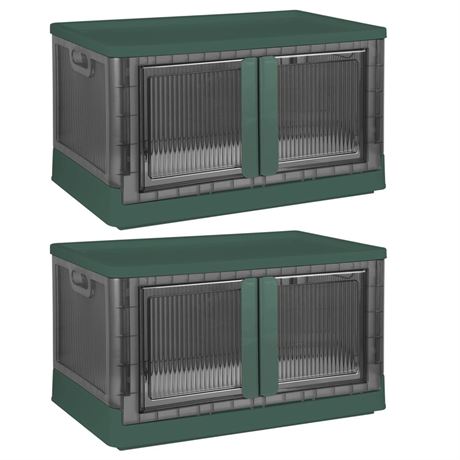 Casafoyer 2Pcs 72L Foldable Storage Bins with Lid Collapsible Stackable Closet