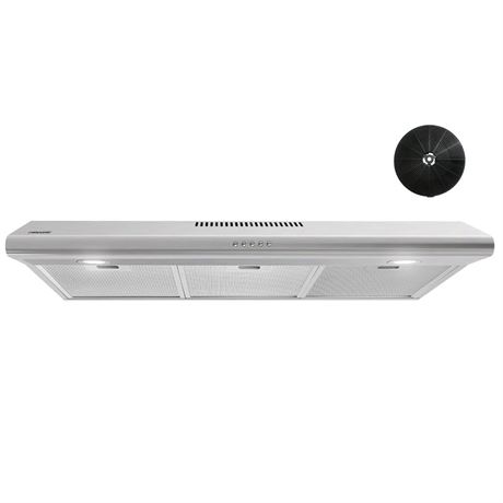 FIREGAS Under Cabinet Range Hood 36 inch with Ducted/Ductless Convertible, Slim