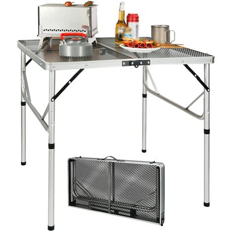 REDCAMP Folding Portable Grill Table for Outside, Lightweight Aluminum Metal