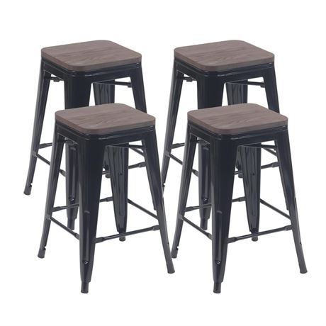 OFFSITE LOCATION YOUNIKE Metal Bar Stools Set of 4 Counter Height Barstool Backl
