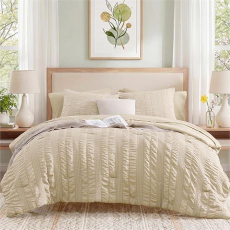 Macy's King Size Comforter Set, 7 Pieces Beige  Bed in a Bag King Soft All