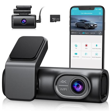 OMBAR Dash Cam Front and Rear 4K/2K/1080P+1080P 5G WiFi GPS, Dash Camera for