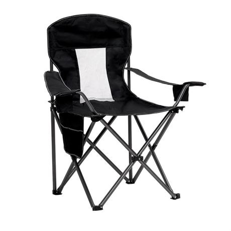 VOYSIGN Mesh Folding Camping Chairs For Adults Black Oversized Portable Outdoor
