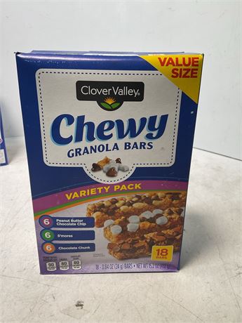 Great Value Chewy Variety Pack Granola Bars Value Pack, 0.84 oz, 18 Count