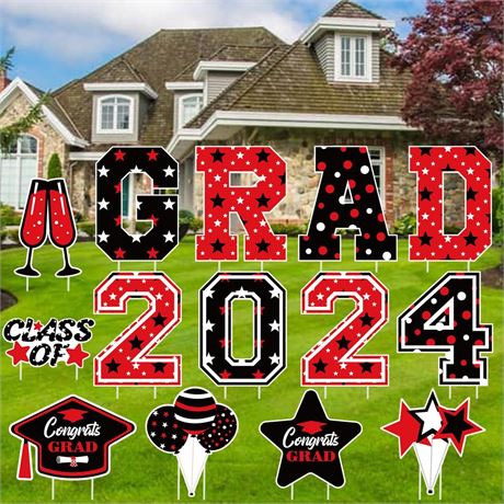 14 PCS 2024 Graduation Decorations 16 Inch Waterproof Graduation Yard Signs