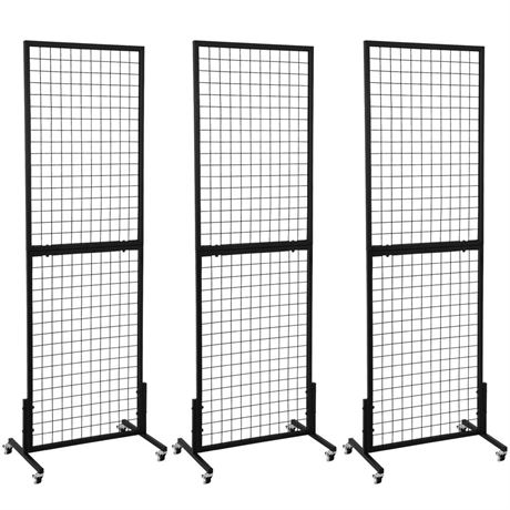 3 Packs 1.8' x 5.7' Grid Wall Panels Standing Wire Grid, Display Rack with