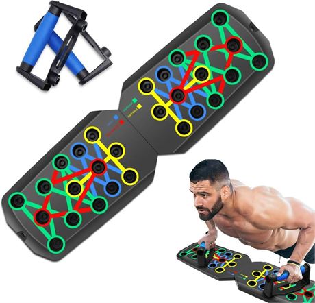 Rocuma Push Up Board, Rocuma Foldable Pushup Board for Home Gym, 28 Holes Full