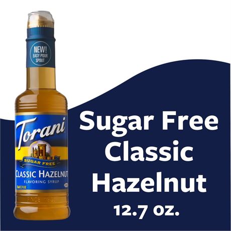 Torani Coffee Flavoring Syrup, Sugar Free Classic Hazelnut Syrup, Plastic