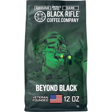 Black Rifle Coffee Company Beyond Black, 12oz Bag, Ground Coffee Dark Roast -