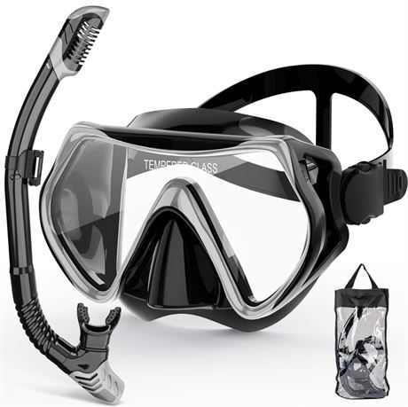 Snorkeling Gear for Adults, Snorkel Mask Adult Snorkel Set, Anti-Fog Scuba