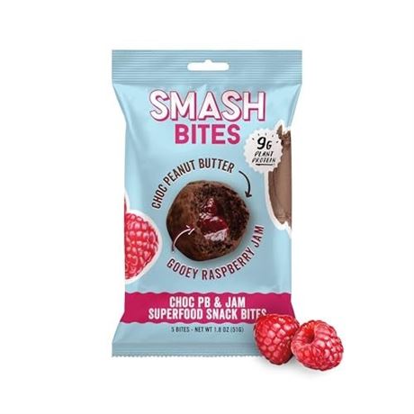 Smash Foods, Snack Bites, Choc Peanut Butter & Raspberry Jam, 5 Bites, 1.8 Oz