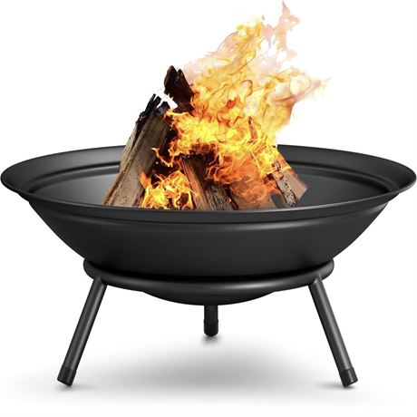 Amagabeli Garden & Home Fire Pit Outdoor Wood Burning Fire Bowl 22.6In With A