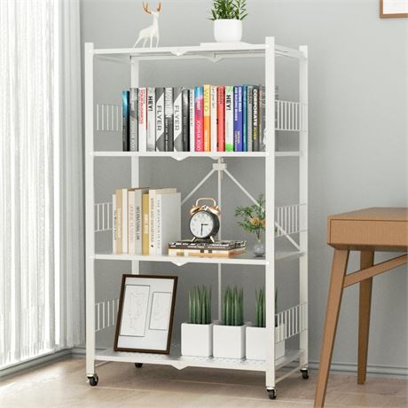 Folding Storage Shelves, 5-Tier/4-Tier/3-Tier Metal Collapsible Shelves with