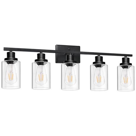 Ascher 5-Light 37.8" Wall Sconces, Modern Vanity Light Fixture with Clear Glass