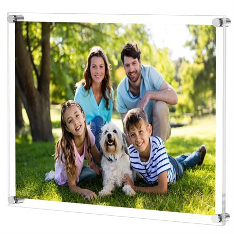 NIUBEE Clear Acrylic Wall Mount Floating Frameless Picture Frame Up to 16x20