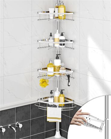 SEIRIONE Rustproof Shower Corner Caddy Organizer for Bathroom, 4 Adjustable