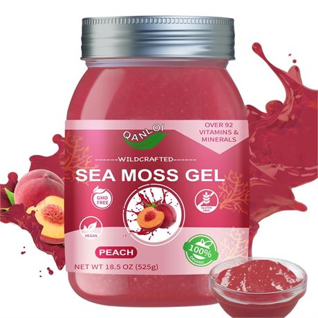 Organic Sea Moss Gel, 18.5 OZ Irish Seamoss Gel Made with Real Fresh Fruit,