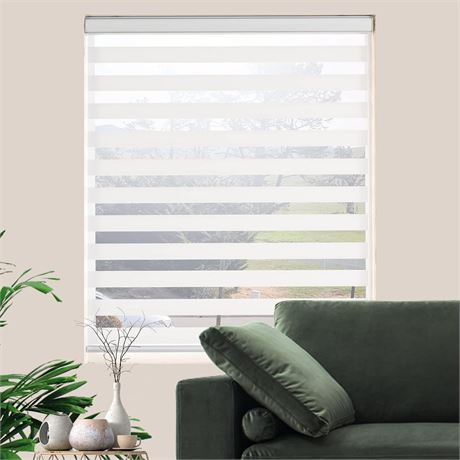 Zebra Roller Shades, Dual Layer Roll Up Blind for Living Room, Semi Sheer