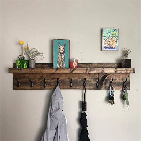 Coat Rack with Shelf Wall Mounted with Storage (Choose your Length) Towel Rack