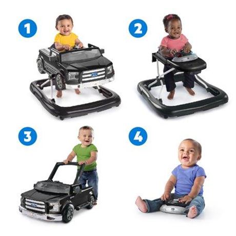 Bright Starts Ford F-150 4-in-1 Baby Walker with Removable Steering Wheel  Black