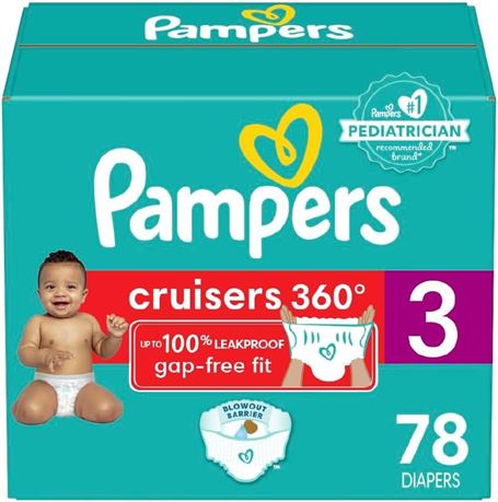 Pampers Cruisers 360 Diapers - Size 3, 78 Count, Pull-On Disposable Baby