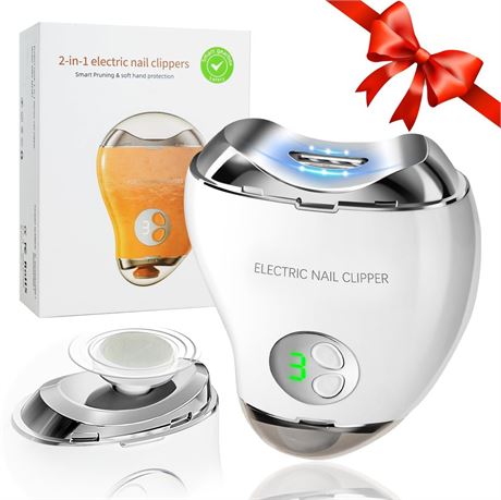 Automatic Electric Nail Clipper with LED Light & Nail File, 3 Speeds LCD