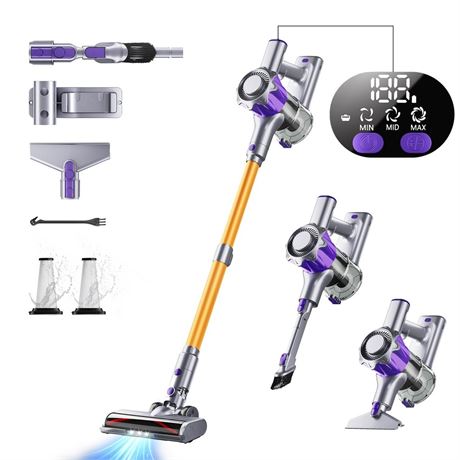 Cordless Vacuum Cleaner, 450W 40Kpa Powerful Stick Vacuum, Up to 50Mins