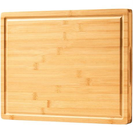 Large Bamboo Wood Cutting Boards for Kitchen, 1" Thick Charcuterie Boards,