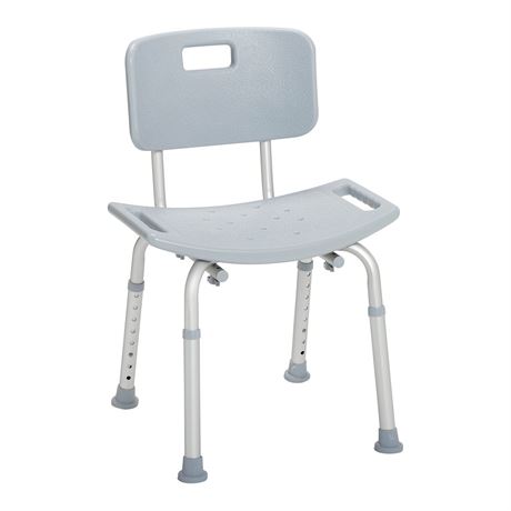 Drive Medical Shower Chair with Back - Adjustable Bathroom Bench - Suction Feet